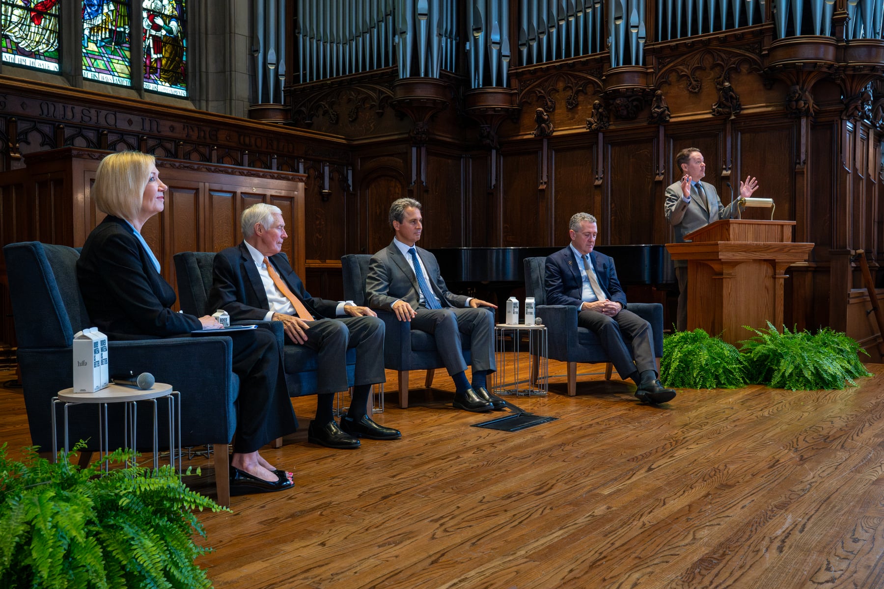 Andrew Reeves speaking in a public policy setting