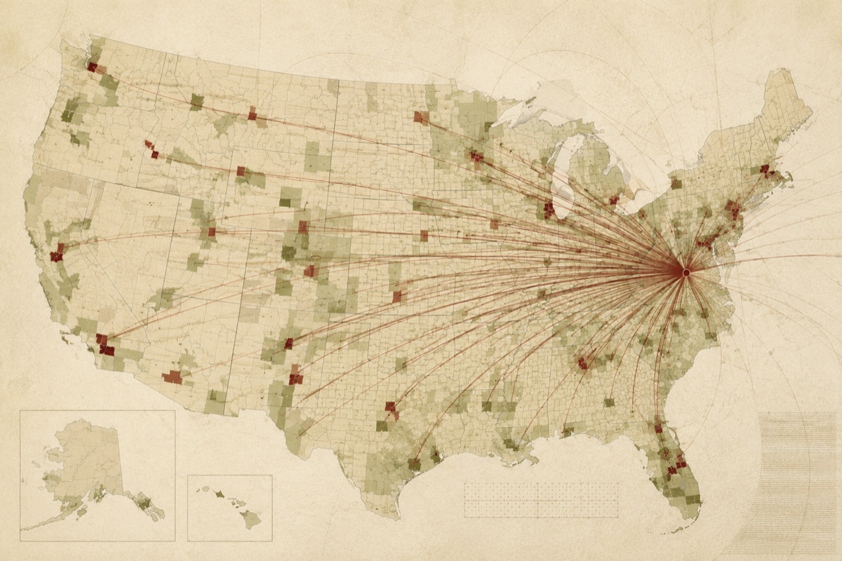 Map showing federal resource allocation patterns
