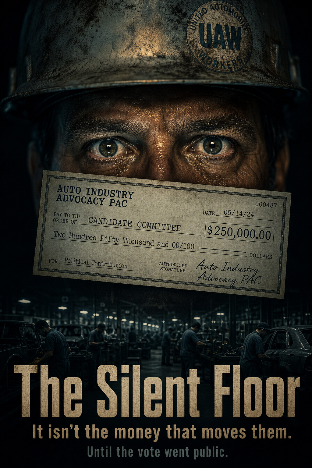 AI-generated movie poster for Driving Support: Workers, PACs, and Congressional Support of the Auto Industry