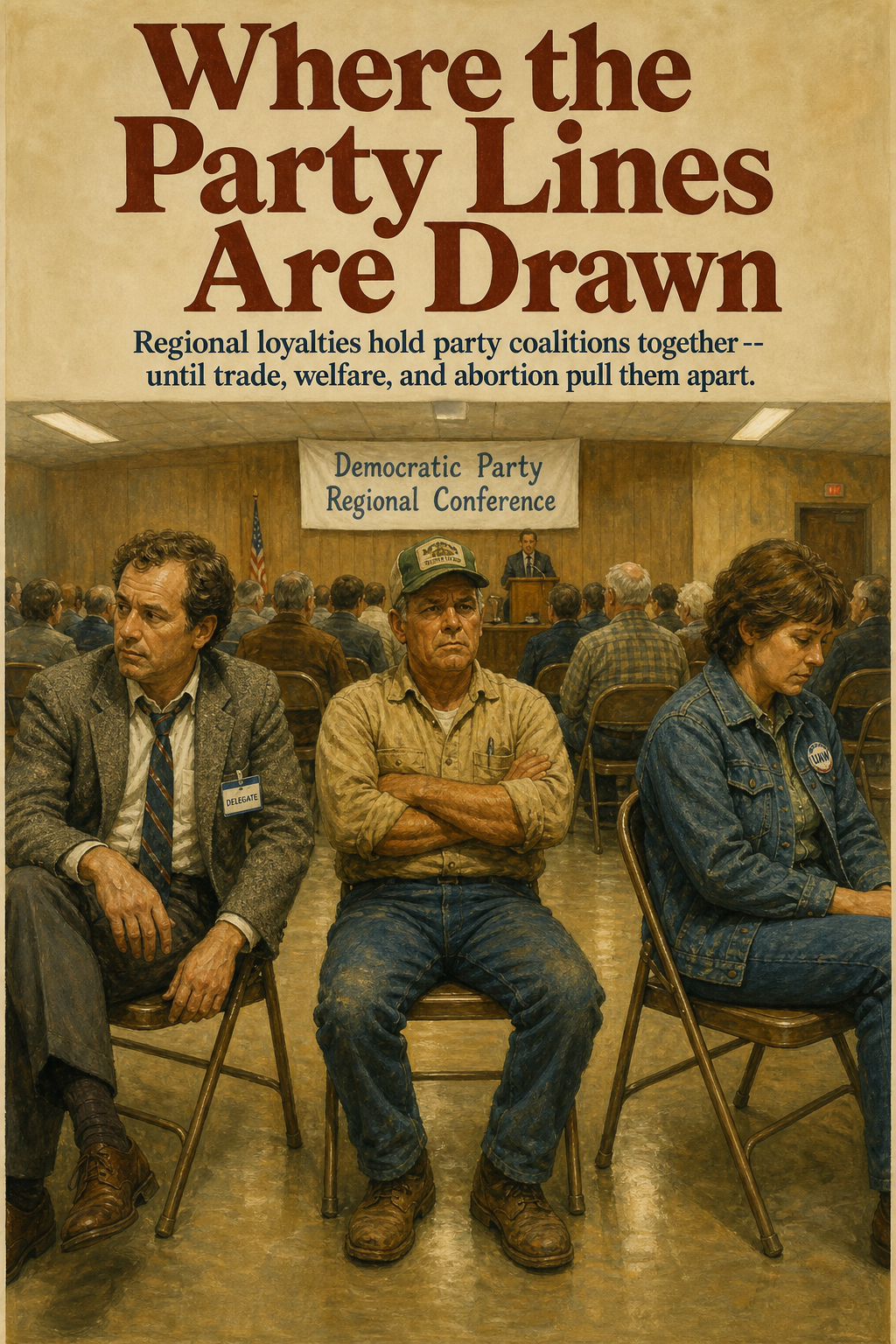 AI-generated movie poster for Review of The State of Disunion: Regional Sources of Modern American Partisanship by Nicole Mellow