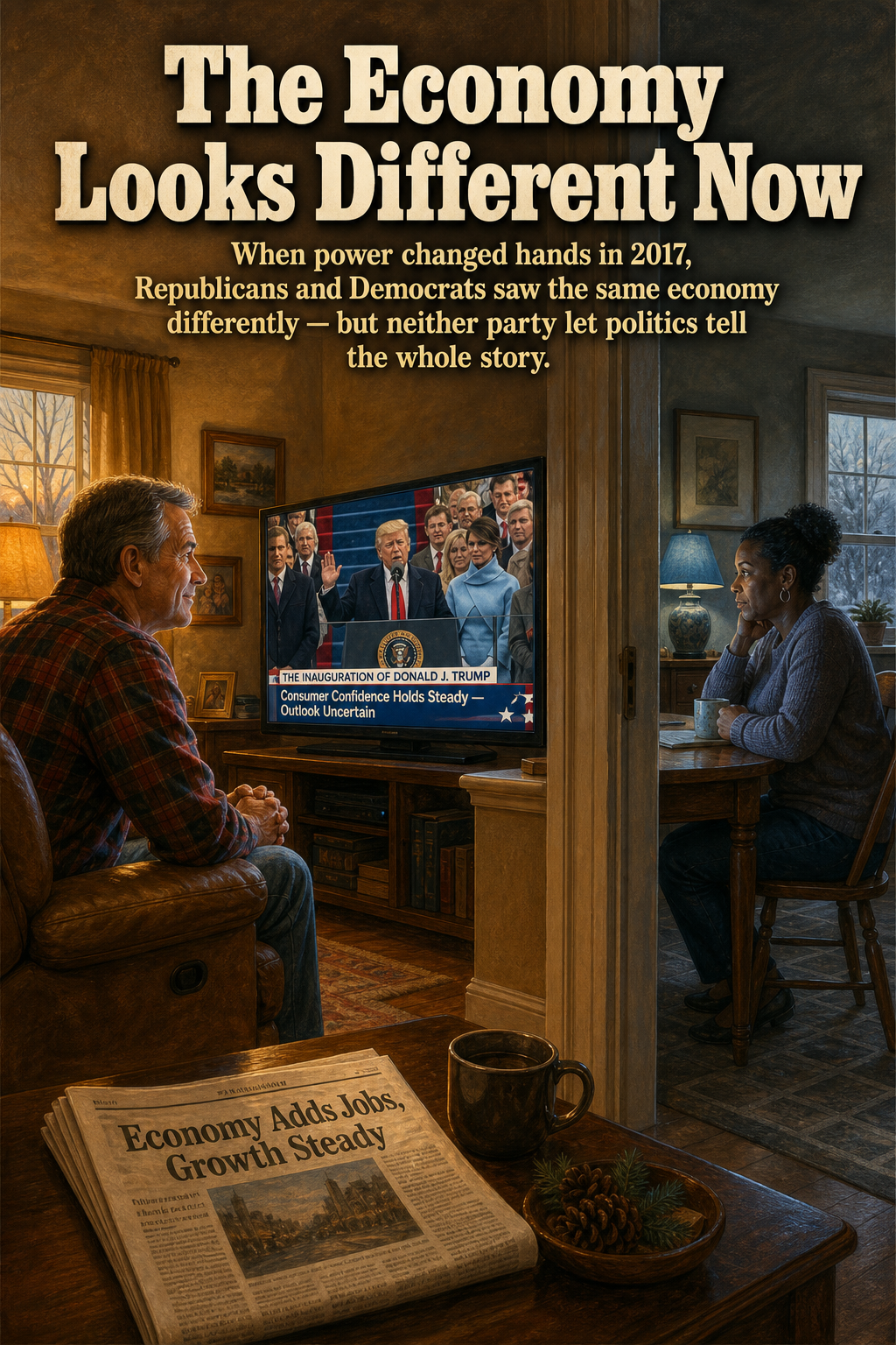 AI-generated movie poster for Partisanship, Economic Assessments, and Presidential Accountability