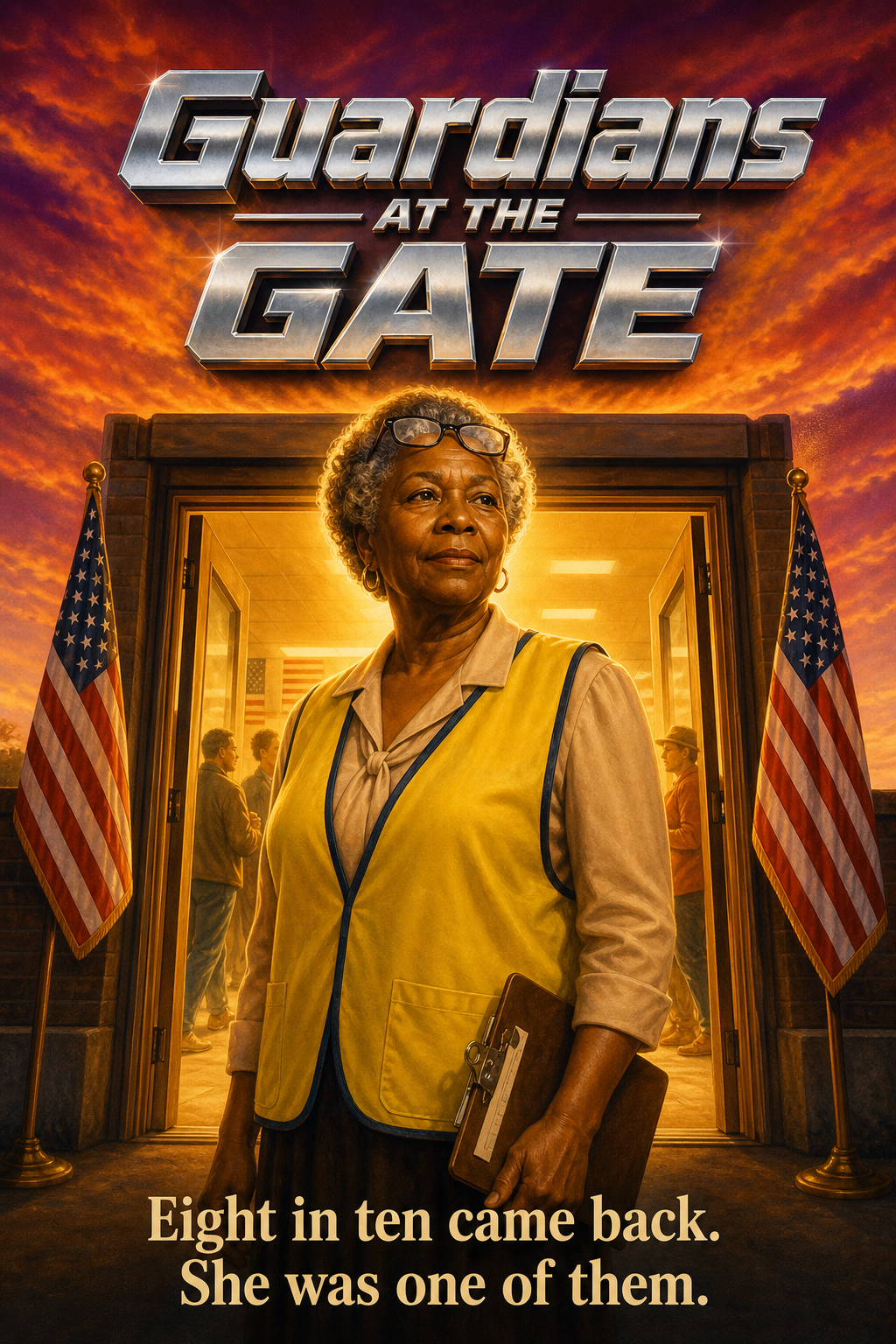 AI-generated movie poster for Guardians at the Gates: Poll Worker Retention in a Challenging Election Environment