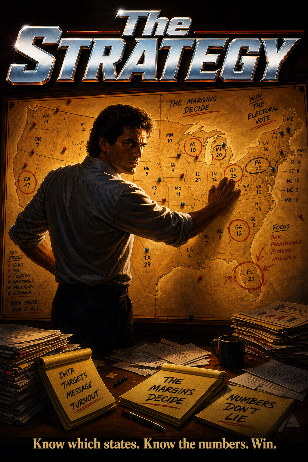 AI-generated movie poster for A Reassessment of `The Methods behind the Madness: Presidential Electoral College Strategies, 1988–1996’