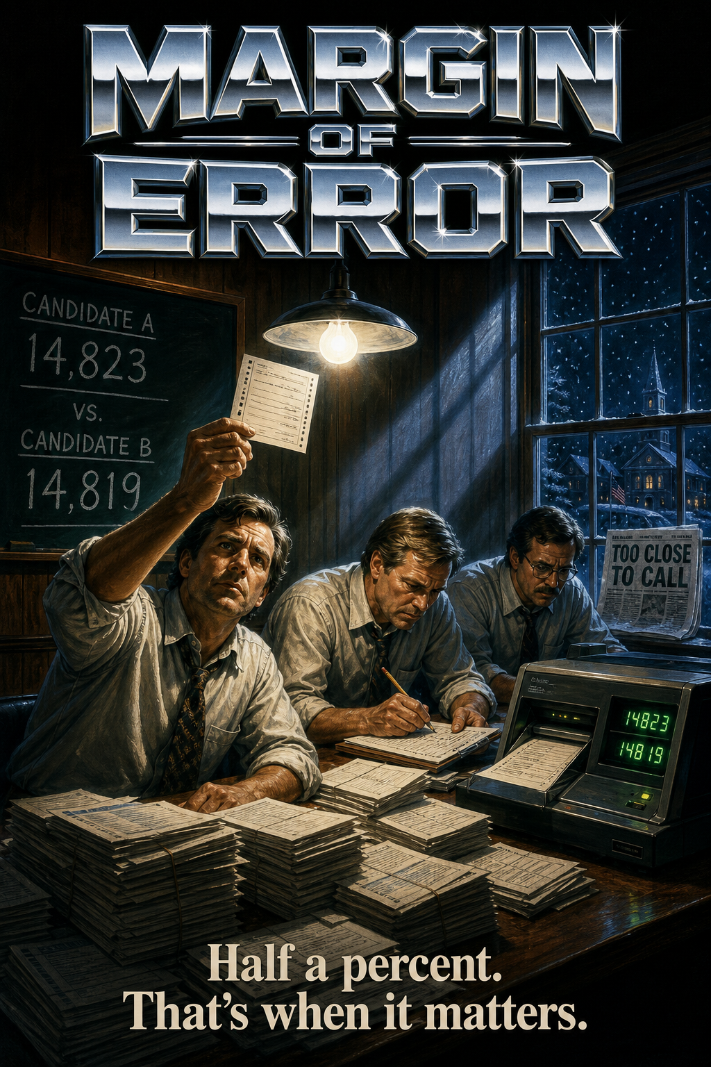 AI-generated movie poster for Using Recounts to Measure the Accuracy of Vote Tabulations: Evidence from New Hampshire Elections 1946-2002