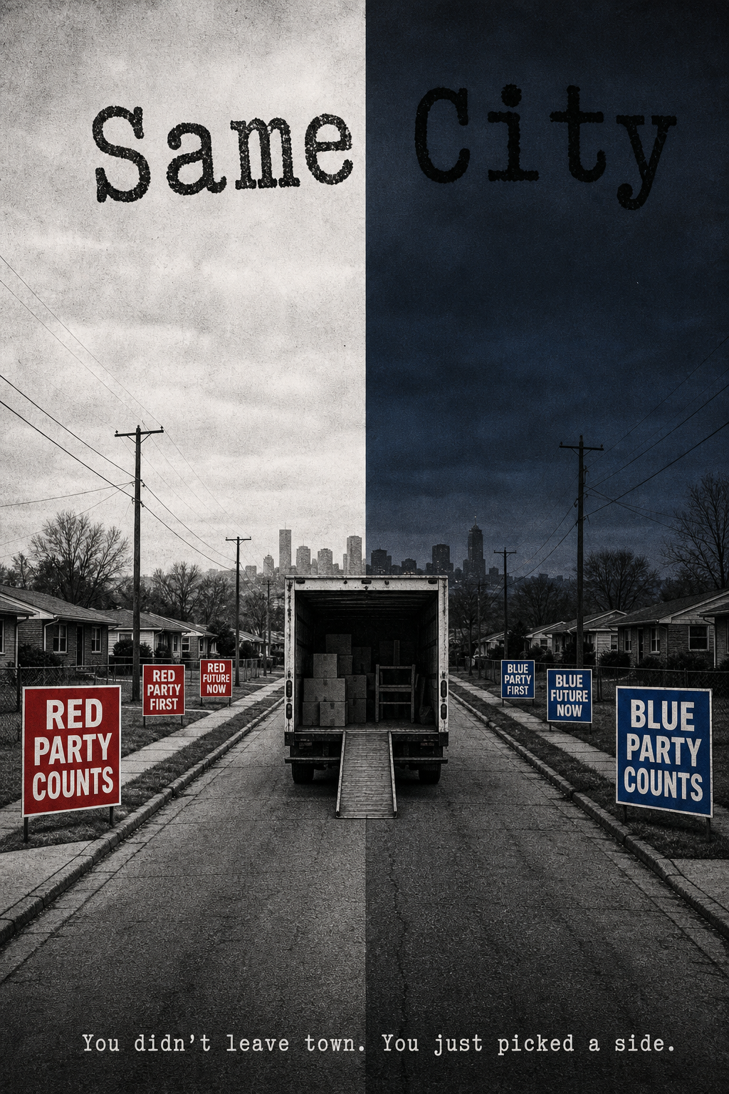 AI-generated movie poster for Short-Haul Moves and the Political Geography of Partisanship: Intrametropolitan Migration as a Force for Change in U.S. Politics