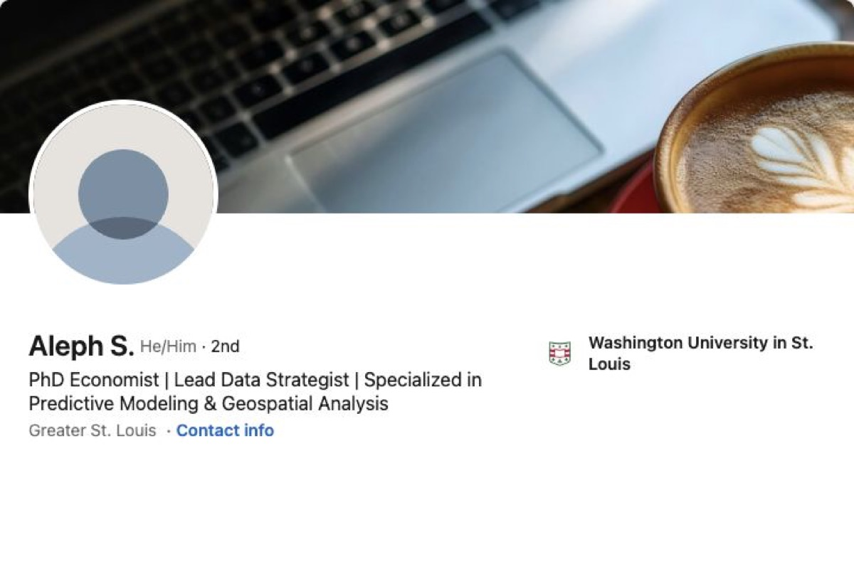 Screenshot of Aleph Shin's LinkedIn profile.