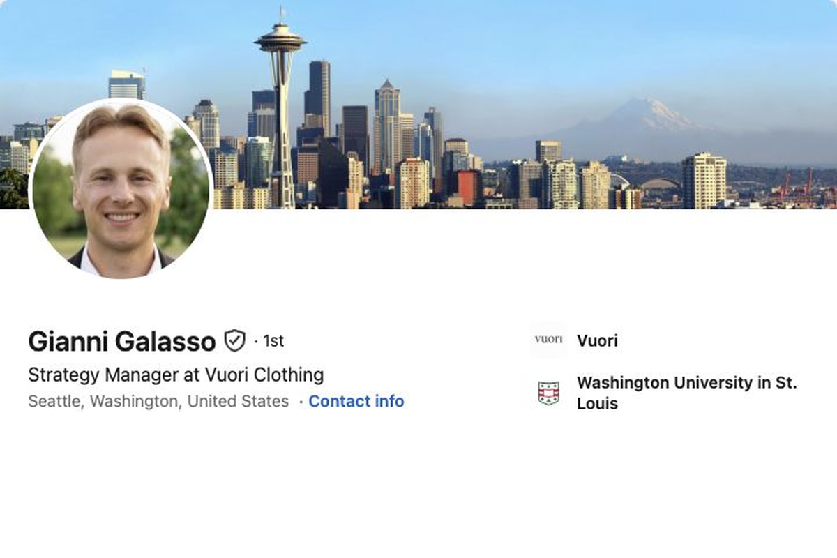 Screenshot of Gianni Galasso's LinkedIn profile.