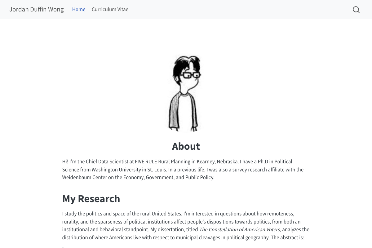 Screenshot of Jordan Duffin Wong's professional website.