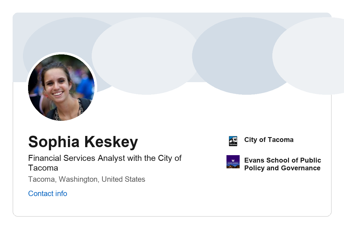 Screenshot of Sophia Keskey's LinkedIn profile.